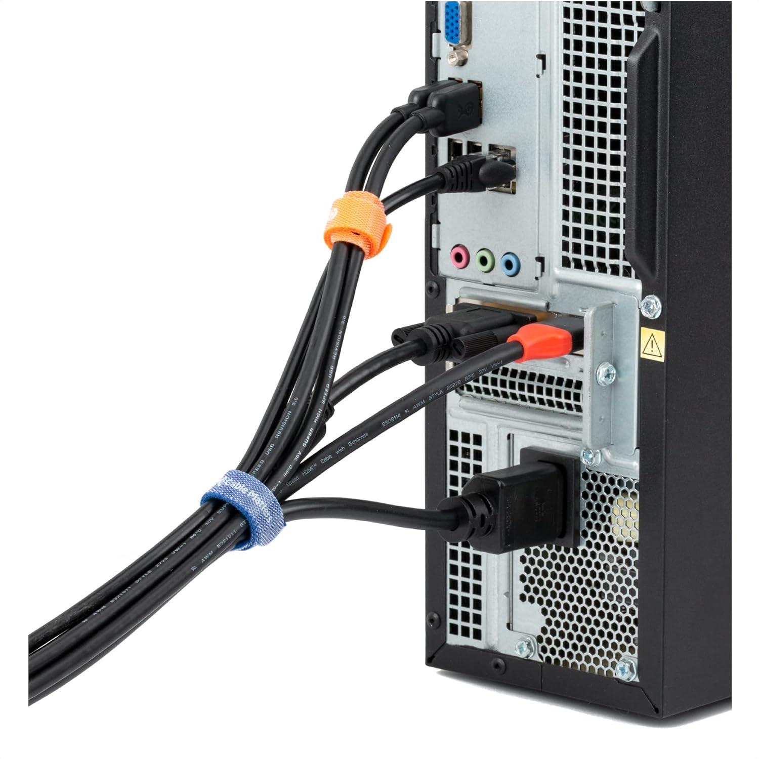 imageCable Matters 100Pack 8inch HookandLoop Reusable Wire TiesCable Ties with 42 lbs Tensile Strength  MultiColor Black Blue and Orange Cord Ties Cord Wrap Zip Ties Cable Management Straps8inch