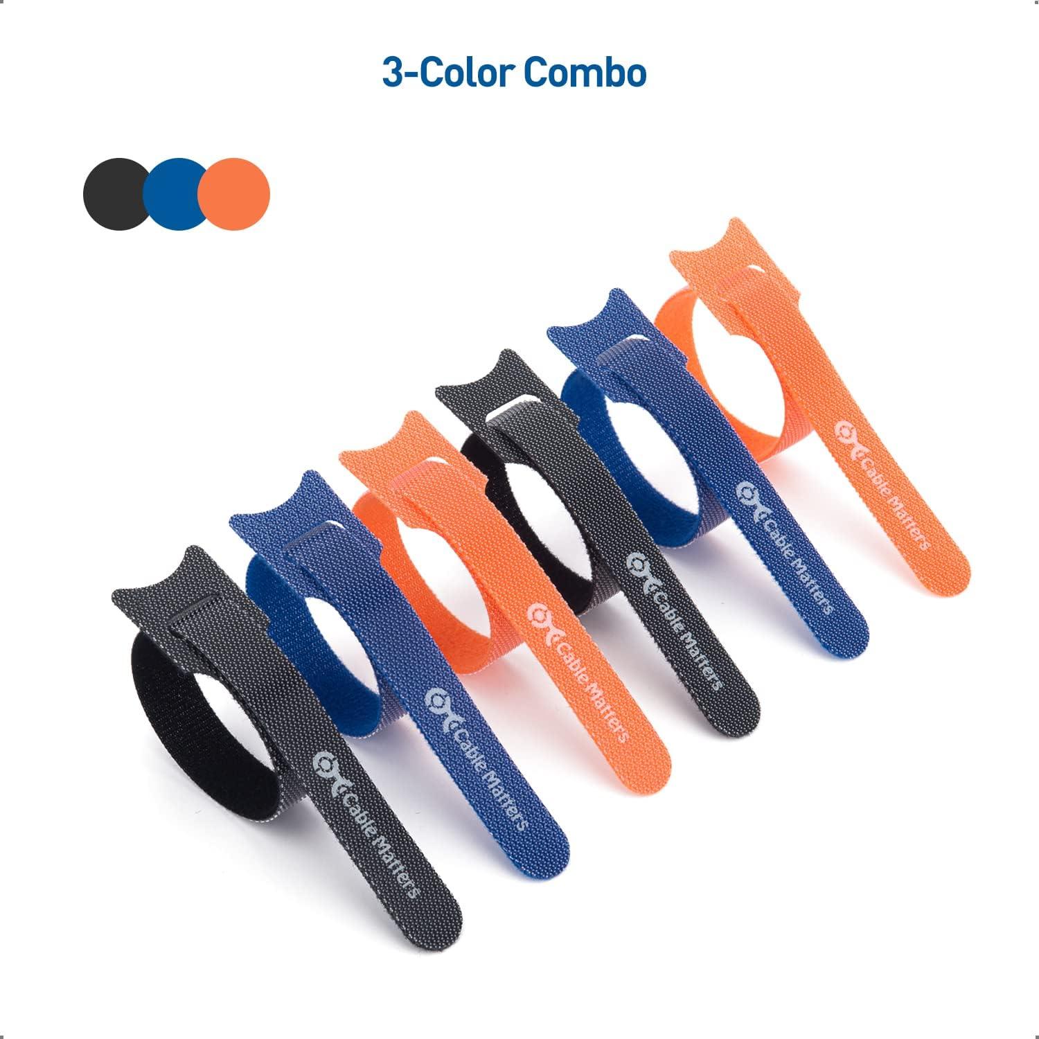 imageCable Matters 100Pack 8inch HookandLoop Reusable Wire TiesCable Ties with 42 lbs Tensile Strength  MultiColor Black Blue and Orange Cord Ties Cord Wrap Zip Ties Cable Management Straps8inch