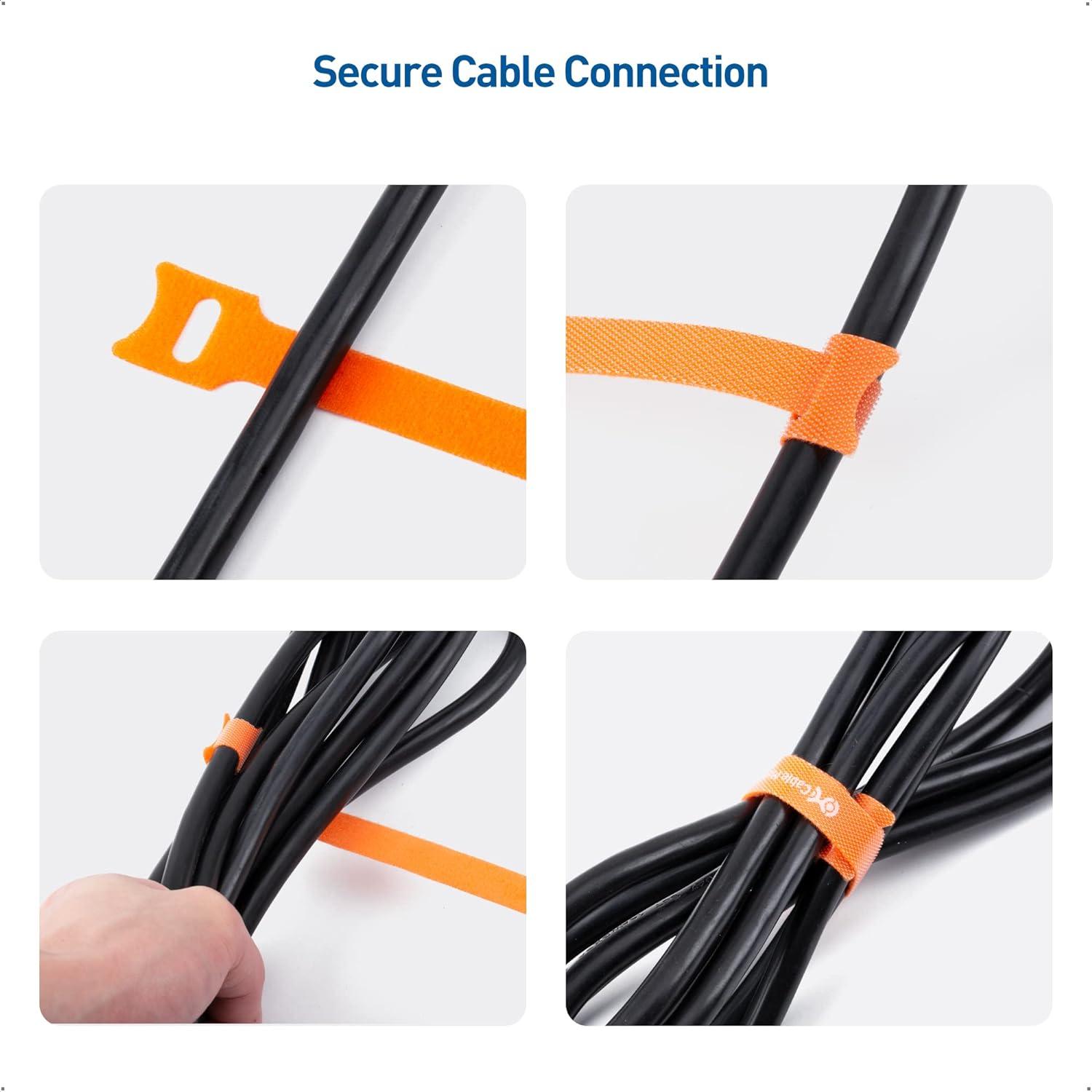 imageCable Matters 100Pack 8inch HookandLoop Reusable Wire TiesCable Ties with 42 lbs Tensile Strength  MultiColor Black Blue and Orange Cord Ties Cord Wrap Zip Ties Cable Management Straps4 6 8inch