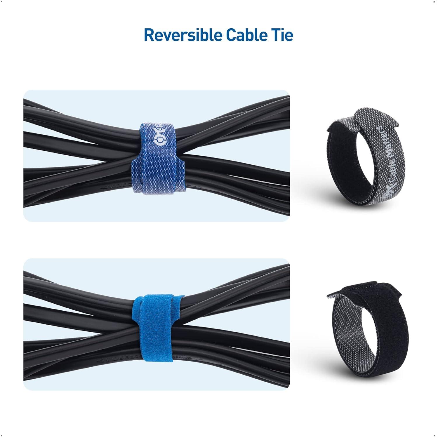 imageCable Matters 100Pack 8inch HookandLoop Reusable Wire TiesCable Ties with 42 lbs Tensile Strength  MultiColor Black Blue and Orange Cord Ties Cord Wrap Zip Ties Cable Management Straps4 6 8inch