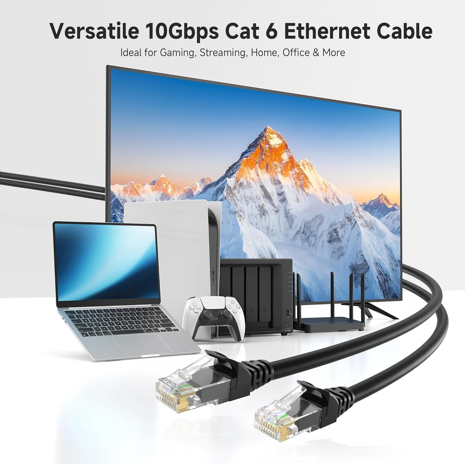 imageCable Matters 10Gbps 5Color Combo Snagless Cat 6 Ethernet Cable  5ft Cat 6 Cable Cat6 Cord Ethernet Cord Multicolored Black Blue White Green Red5 Feet