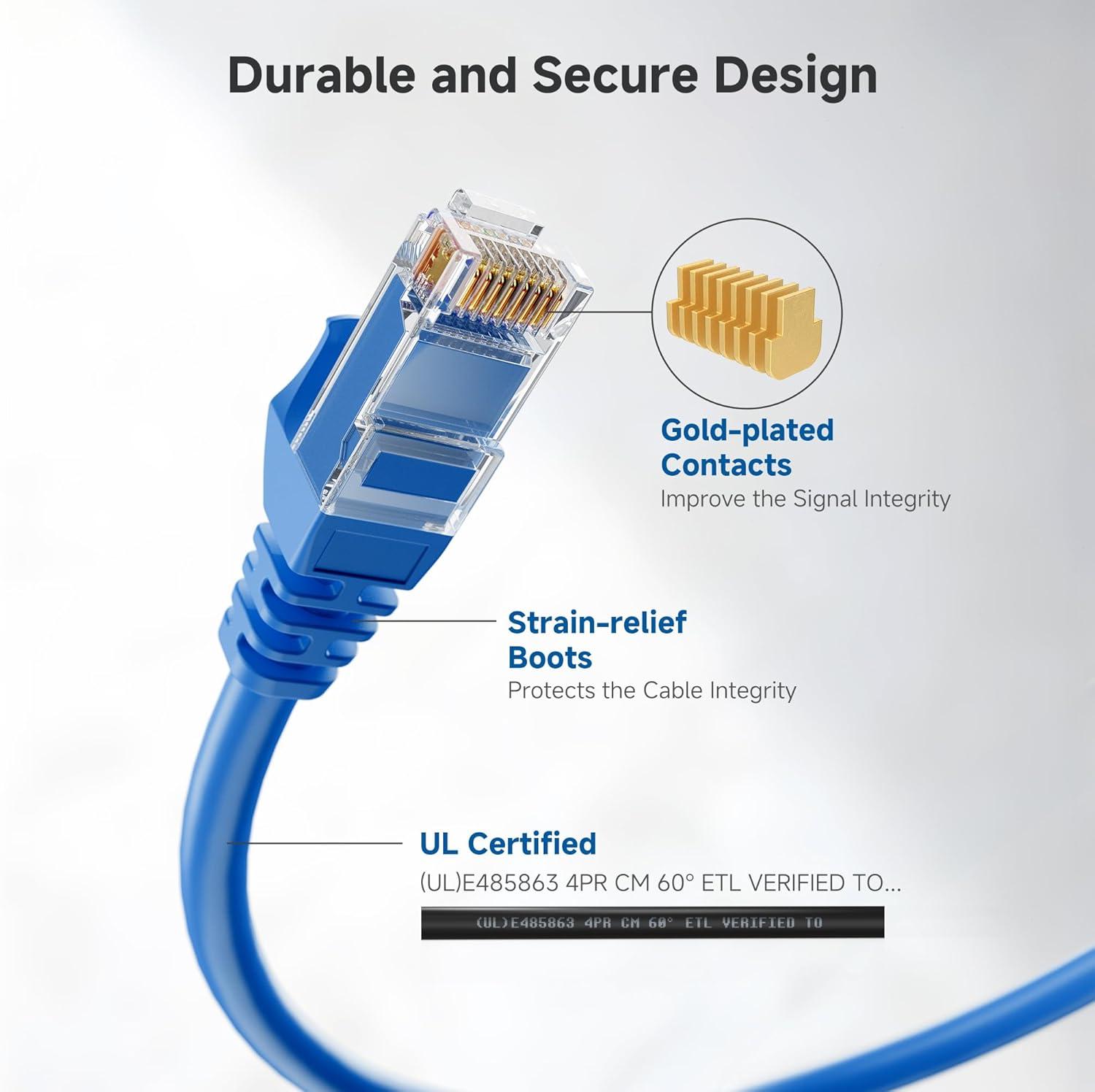 imageCable Matters 10Gbps 5Color Combo Snagless Cat 6 Ethernet Cable  5ft Cat 6 Cable Cat6 Cord Ethernet Cord Multicolored Black Blue White Green Red7 Feet