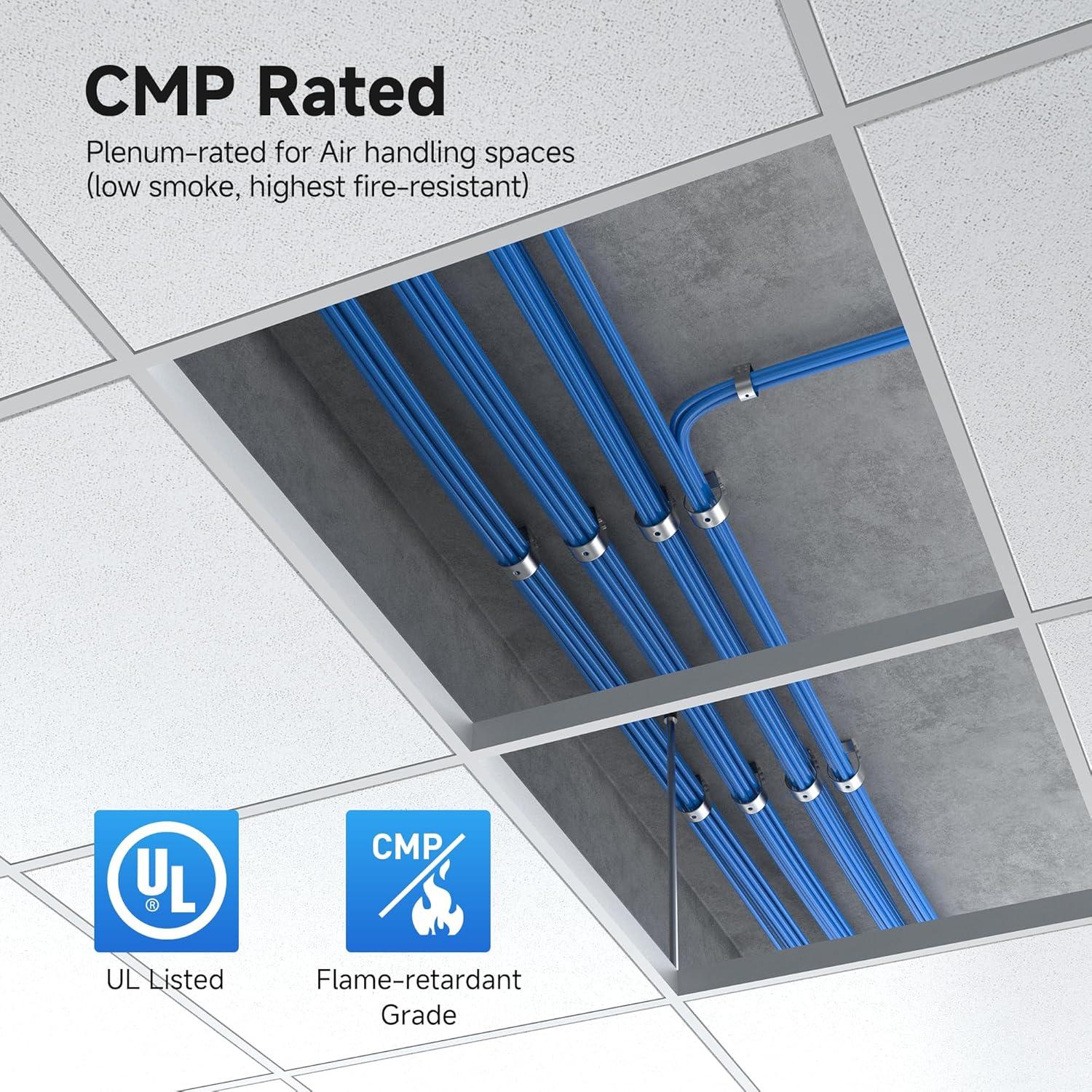 imageCable Matters UL Listed 10Gbps Plenum CMP Rated 23AWG Bare Copper Cat 6 Cable  500ft Solid UTP Cat6 Bulk Ethernet Cable Cat6 Ethernet Cord Blue