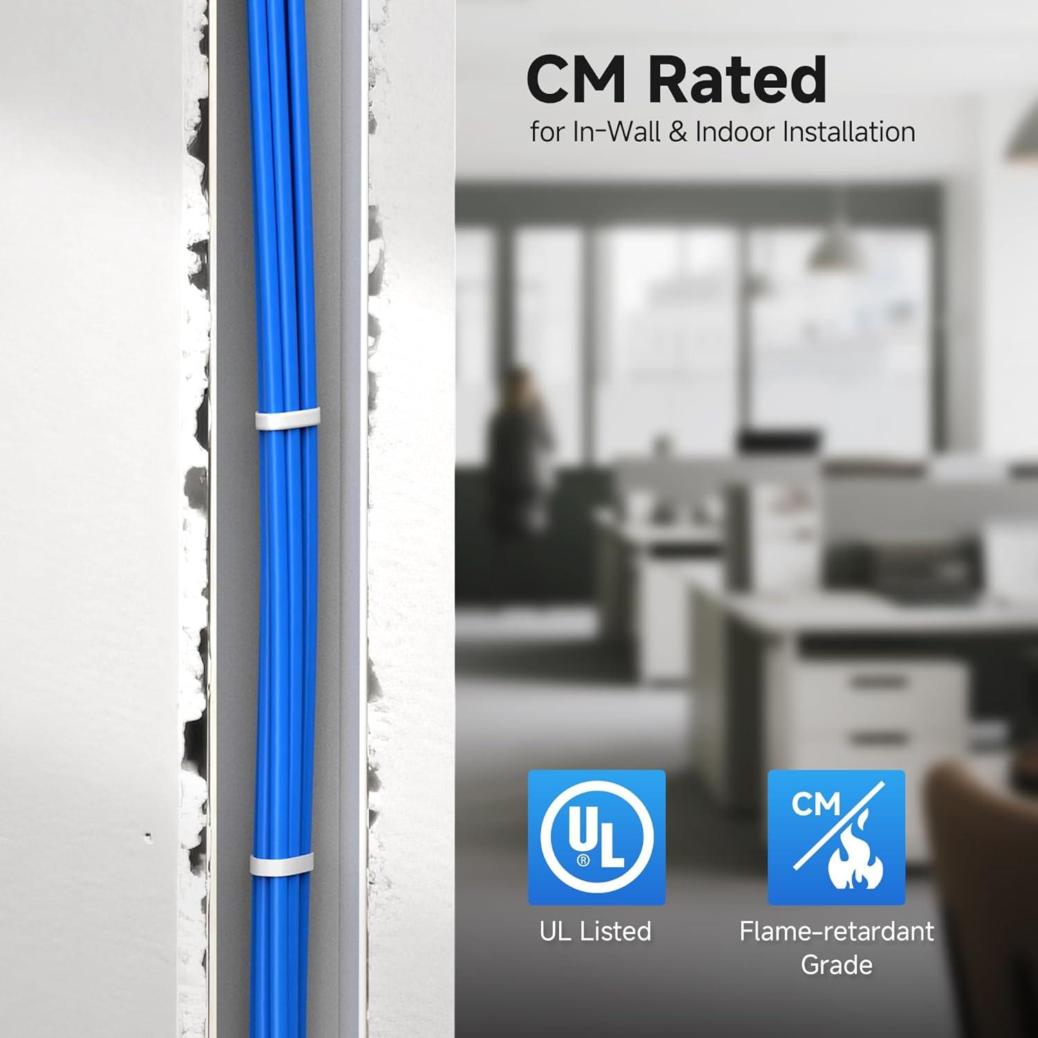 imageCable Matters UL Listed 10Gbps inWall CM Rated 23AWG Bare Copper Cat 6 Cable  500ft Solid UTP Cat6 Bulk Ethernet Cable Cat6 Ethernet Cord BlueBlue