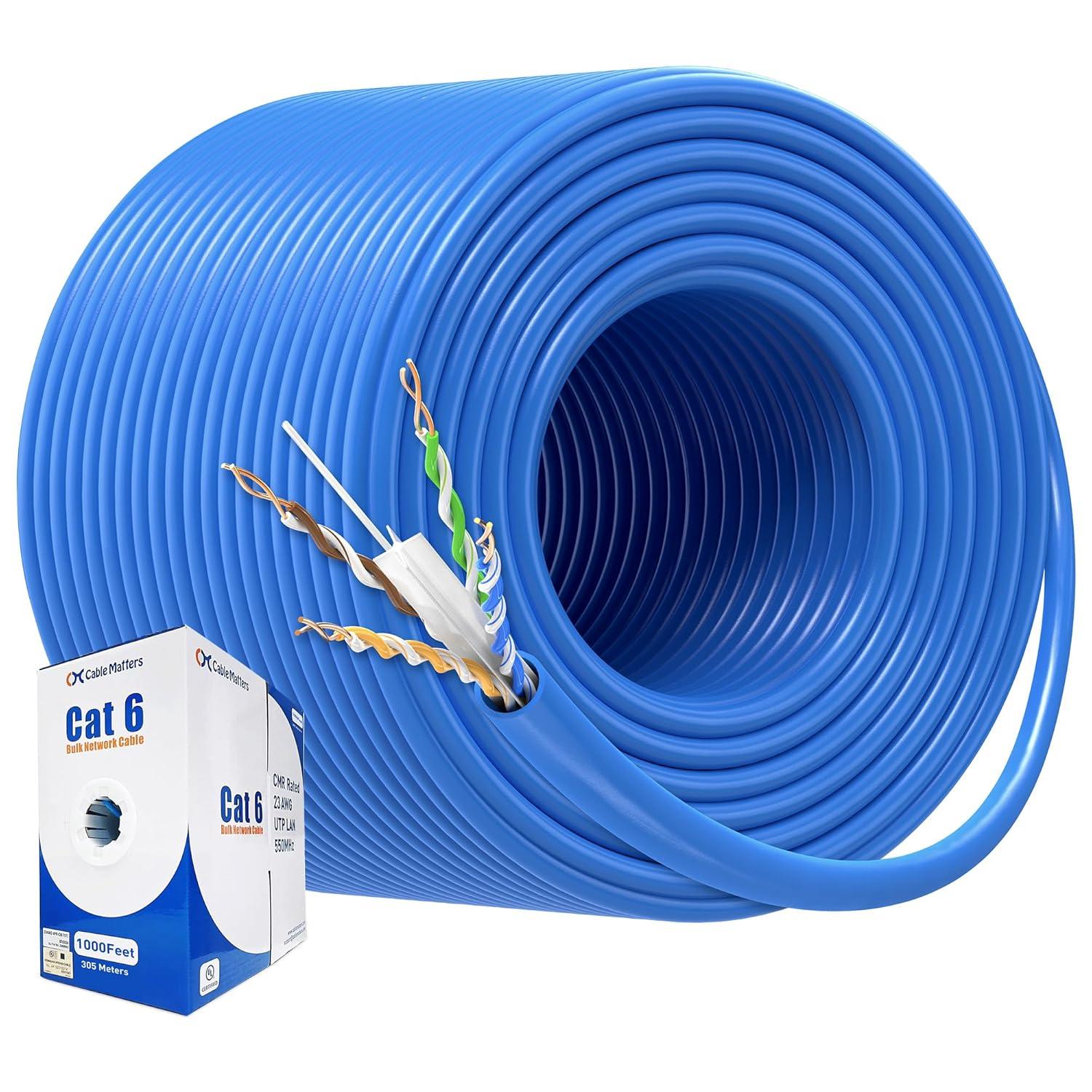 imageCable Matters UL Listed 10Gbps inWall CM Rated 23AWG Bare Copper Cat 6 Cable  500ft Solid UTP Cat6 Bulk Ethernet Cable Cat6 Ethernet Cord BlueBlue
