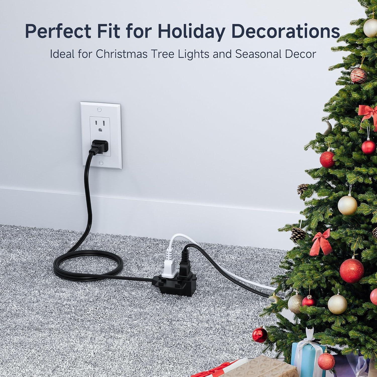 imageUL Listed Cable Matters 2Pack 16 AWG 2 Prong Extension Cord 6 ft 13A 3Outlet Extension Cords with Tamper Guard 13 Amp 1625 Watts WhiteBlack