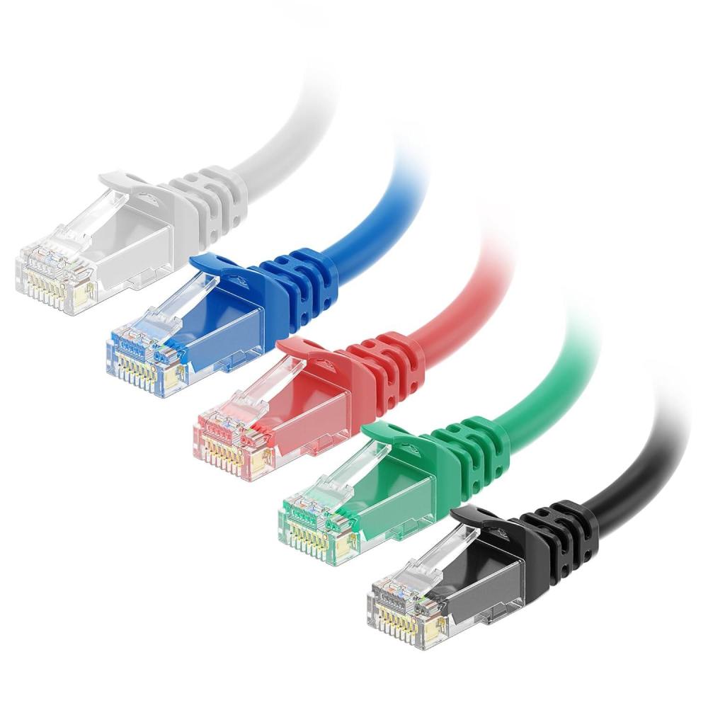 imageCable Matters 10Gbps 5Color Combo Snagless Cat 6 Ethernet Cable  5ft Cat 6 Cable Cat6 Cord Ethernet Cord Multicolored Black Blue White Green Red5 Feet