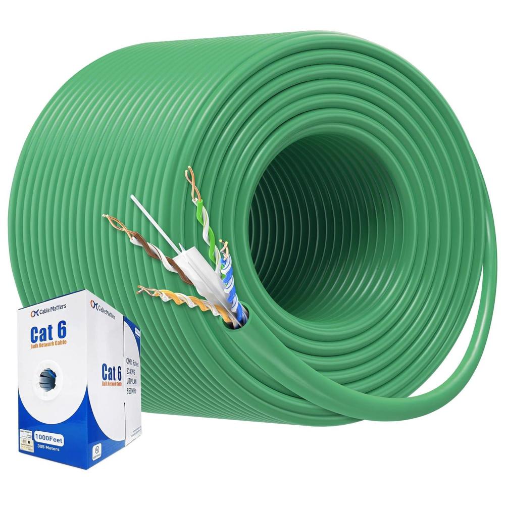 imageCable Matters UL Listed 10Gbps inWall CM Rated 23AWG Bare Copper Cat 6 Cable  500ft Solid UTP Cat6 Bulk Ethernet Cable Cat6 Ethernet Cord BlueGreen