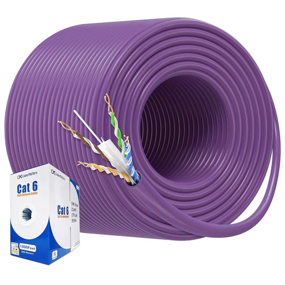 imageCable Matters UL Listed 10Gbps inWall CM Rated 23AWG Bare Copper Cat 6 Cable  500ft Solid UTP Cat6 Bulk Ethernet Cable Cat6 Ethernet Cord BluePurple
