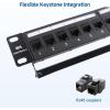 imageCable Matters 1U 19Inch 24Port 10Gbps Cat6 Ethernet Patch Panel with Inline Keystone and Cable Management Bar Rackmount or Wall Mount Network Patch Panel