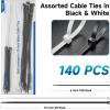 imageCable Matters 200Pack Cable Ties for Indoor and Outdoor 6 8 12Inch SelfLocking Nylon Zip Ties Assorted Sizes Wire Ties Tie Wraps for Multiple Use Self Locking Zipties in Black and White140Pack