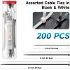 imageCable Matters 200Pack Cable Ties for Indoor and Outdoor 6 8 12Inch SelfLocking Nylon Zip Ties Assorted Sizes Wire Ties Tie Wraps for Multiple Use Self Locking Zipties in Black and White200Pack