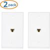 imageCable Matters 2Pack 1Port Ethernet Wall Plate White Cat6 Wall Plate Cat5e Ethernet Outlet with White RJ45 Keystone JackWhite