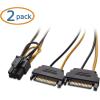 imageCable Matters 2Pack 6 Pin PCIe to Dual SATA Power Cable 4 Inches 2X SATA to 6 Pin PCIe