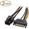 imageCable Matters 2Pack 6 Pin to SATA Power Cable SATA to 6 Pin PCIe  8 Inches