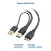 imageCable Matters 5Gbps Micro USB 30 to USB Splitter Cable  20 Inches MicroB 30 to Dual USBA for Data and Extra Power MicroUSB 30 to USBA Y Cable