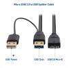 imageCable Matters 5Gbps Micro USB 30 to USB Splitter Cable  20 Inches MicroB 30 to Dual USBA for Data and Extra Power MicroUSB 30 to USBA Y Cable