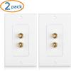 imageCable Matters Speaker Wire Wall Plate Gold Plated Speaker Wall Plate with Banana Plug Binding Post for 4 Speakers White1Speaker
