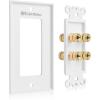 imageCable Matters Speaker Wire Wall Plate Gold Plated Speaker Wall Plate with Banana Plug Binding Post for 4 Speakers White2Speaker