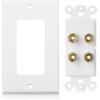 imageCable Matters Speaker Wire Wall Plate Gold Plated Speaker Wall Plate with Banana Plug Binding Post for 4 Speakers White2Speaker