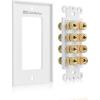 imageCable Matters Speaker Wire Wall Plate Gold Plated Speaker Wall Plate with Banana Plug Binding Post for 4 Speakers White4Speaker