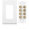 imageCable Matters Speaker Wire Wall Plate Gold Plated Speaker Wall Plate with Banana Plug Binding Post for 4 Speakers White4Speaker