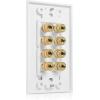 imageCable Matters Speaker Wire Wall Plate Gold Plated Speaker Wall Plate with Banana Plug Binding Post for 4 Speakers White4Speaker