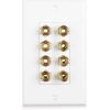 imageCable Matters Speaker Wire Wall Plate Gold Plated Speaker Wall Plate with Banana Plug Binding Post for 4 Speakers White4Speaker