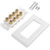 imageCable Matters Speaker Wire Wall Plate Gold Plated Speaker Wall Plate with Banana Plug Binding Post for 4 Speakers White4Speaker