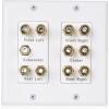 imageCable Matters Speaker Wire Wall Plate Gold Plated Speaker Wall Plate with Banana Plug Binding Post for 4 Speakers White51Speaker