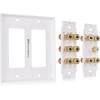 imageCable Matters Speaker Wire Wall Plate Gold Plated Speaker Wall Plate with Banana Plug Binding Post for 4 Speakers White51Speaker
