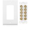 imageCable Matters Speaker Wire Wall Plate Gold Plated Speaker Wall Plate with Banana Plug Binding Post for 4 Speakers White5Speaker