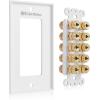 imageCable Matters Speaker Wire Wall Plate Gold Plated Speaker Wall Plate with Banana Plug Binding Post for 4 Speakers White5Speaker