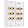 imageCable Matters Speaker Wire Wall Plate Gold Plated Speaker Wall Plate with Banana Plug Binding Post for 4 Speakers White6Speaker