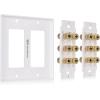 imageCable Matters Speaker Wire Wall Plate Gold Plated Speaker Wall Plate with Banana Plug Binding Post for 4 Speakers White6Speaker