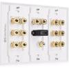 imageCable Matters Speaker Wire Wall Plate Gold Plated Speaker Wall Plate with Banana Plug Binding Post for 4 Speakers White71Speaker w HDMI