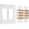 imageCable Matters Speaker Wire Wall Plate Gold Plated Speaker Wall Plate with Banana Plug Binding Post for 4 Speakers White72Speaker
