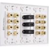 imageCable Matters Speaker Wire Wall Plate Gold Plated Speaker Wall Plate with Banana Plug Binding Post for 4 Speakers White72Speaker w HDMI
