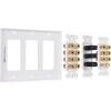 imageCable Matters Speaker Wire Wall Plate Gold Plated Speaker Wall Plate with Banana Plug Binding Post for 4 Speakers White72Speaker w HDMI