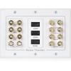 imageCable Matters Speaker Wire Wall Plate Gold Plated Speaker Wall Plate with Banana Plug Binding Post for 4 Speakers White72Speaker w HDMI