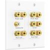 imageCable Matters Speaker Wire Wall Plate Gold Plated Speaker Wall Plate with Banana Plug Binding Post for 4 Speakers White51Speaker