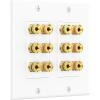 imageCable Matters Speaker Wire Wall Plate Gold Plated Speaker Wall Plate with Banana Plug Binding Post for 4 Speakers White6Speaker