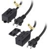 imageUL Listed Cable Matters 2Pack 16 AWG 2 Prong Extension Cord 6 ft 13A 3Outlet Extension Cords with Tamper Guard 13 Amp 1625 Watts WhiteBlack