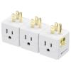 imageUL Listed Cable Matters 3Pack 3 Outlet Wall Adapter Grounded Cube Tap Outlet Splitter 3 Way Plug Adapter 3Prong Power Splitter BlackWhite