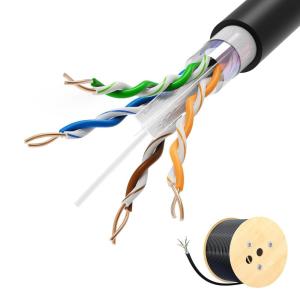 imageCable Matters 10Gbps UV Resistant 23AWG Outdoor Cat6 Ethernet Cable  500ft Solid Bare Copper UTP 550MHz Bulk Weatherproof Cable for PoE IP Cameras500 Feet