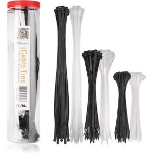 imageCable Matters 200Pack Cable Ties for Indoor and Outdoor 6 8 12Inch SelfLocking Nylon Zip Ties Assorted Sizes Wire Ties Tie Wraps for Multiple Use Self Locking Zipties in Black and White200Pack