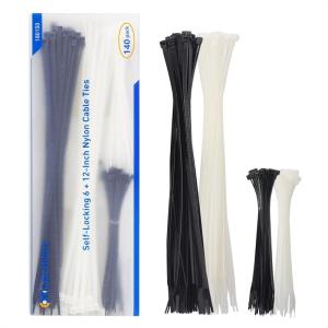 imageCable Matters 200Pack Cable Ties for Indoor and Outdoor 6 8 12Inch SelfLocking Nylon Zip Ties Assorted Sizes Wire Ties Tie Wraps for Multiple Use Self Locking Zipties in Black and White140Pack
