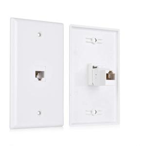 imageCable Matters 2Pack 1Port Ethernet Wall Plate White Cat6 Wall Plate Cat5e Ethernet Outlet with White RJ45 Keystone JackWhite