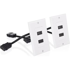 imageCable Matters 2Pack 1Port HDMI Wall Plate in White 4K UHD ARC and Ethernet PassThru Support2Port