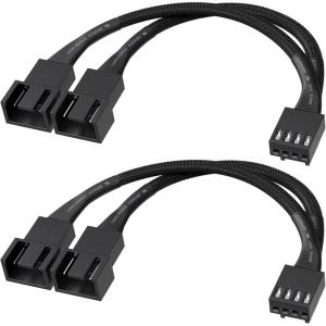 imageCable Matters 2Pack 2 Way 4 Pin PWM Fan Splitter Cable  4 Inches PC Fan Splitter 1 to 2 Converter PCFan Extension Cable